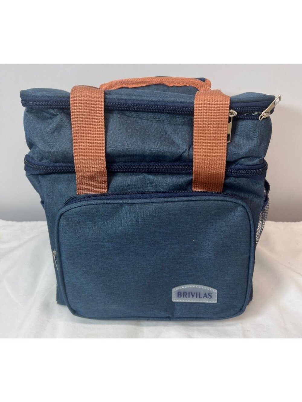 Brivilas Insulated Lunch Bag With Dual Zipper & Mesh Pocket 2 Compartments